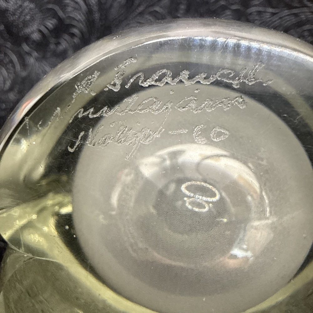 Vtg. MCM "Usva" art glass vase by Kaj Franck for Nuutajärvi Notsjö, Finland 5” - Picture 14 of 14